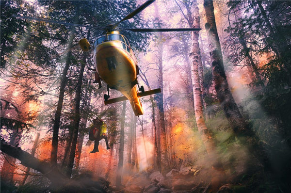 森林灭火空中机器人亮相：15分钟达起火点 可空投灭火弹